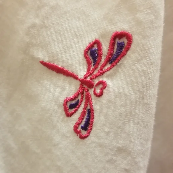 EUC Bobbie Brooks dragonfly embroidered white button down - Picture 2 of 4